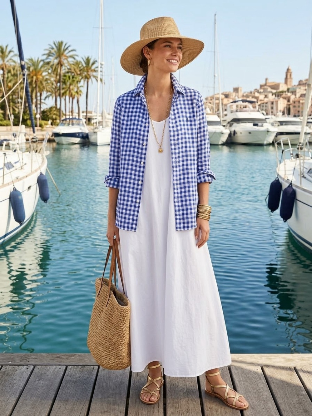 Ralph Lauren Blue and White Gingham Button-Down Shirt